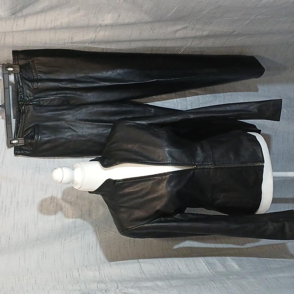 Shanghai Tang Leather Pantsuit Sz 8 - Picture 1 of 11